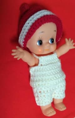 値下げ 新品 日本製 キューピー人形 34cm 洋服手編み 3点 おまけ