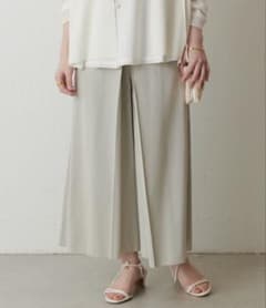 ビアズリー　ベージュ系ウエストリブワイドパンツ　クリーニング済み　サイズ１のサムネイル