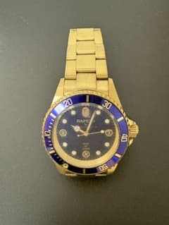 BAPEX 自動巻き時計 ゴールド ブルーベゼル 訳あり格安 - メルカリ