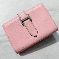 エルメス べアン ミニ ウォレット ピンク レザー 二つ折り財布 ローズ