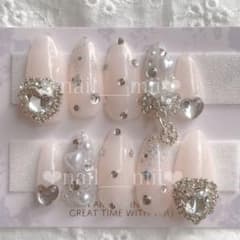 ネイルチップ 量産型 オーダー ワンホン フレンチガーリー 韓国 ピンク 水色 ネイルチップ 量産型 ワンホン フレンチガーリー オーダー 韓国