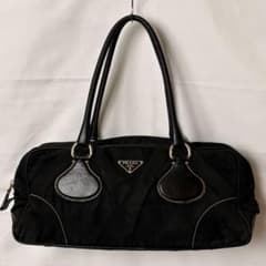 PRADAテスートレザーハンドルミニボストン黒 三角ロゴ Y2K ヴィンテージ PRADAテスートレザーハンドルミニボストン黒 三角ロゴ Y2K