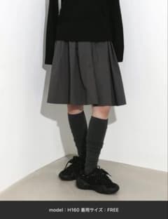 【FOLLOWIN】Aラインバンディングミディアム丈スカート（チャコールグレー）のサムネイル