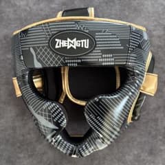 ZHENGTU ボクシング ヘッドギア Mサイズ ブラック×ゴールドのサムネイル