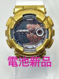 CASIO G-SHOCK 아나데지 맨즈 손목시계 골드×화이트 배터리 새
