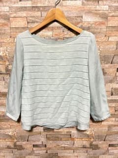 untitled long-sleeved blouse, light green, striped, sheer material, size 0