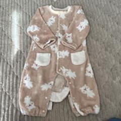ウサギ　くま　フリース　ロンパース 80 もこもこ　冬のサムネイル