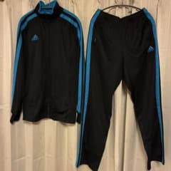 adidas ジャージ セットアップ ブラック ブルーのサムネイル