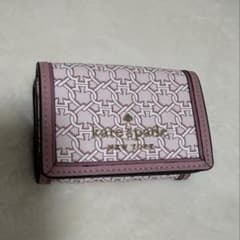 新品未使用 kate spade 三つ折り財布 ピンク スペードモノグラム　柄