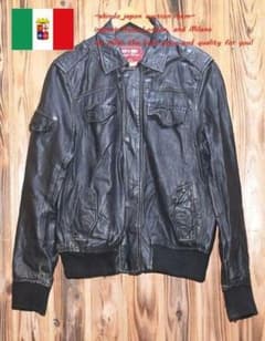 Jack & Jones　ジャック ブラックレザージャケット 日本サイズL～XLのサムネイル