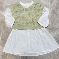 新品 レース編みベストとシャツワンピのサムネイル