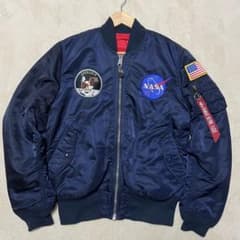 アルファ MA-1フライトジャケット ネイビー レッドインナー NASA XL