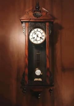 柱時計（OH済）ユンハンス　黒柿　アンティーク　琺瑯文字盤　精工舎　ゼンマイ 柱時計（OH済）ユンハンス 黒柿 アンティーク 琺瑯文字盤 精工舎