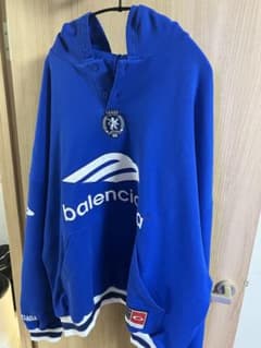 BALENCIAGA 3b Football ポロ パーカー Sサイズ　青 BALENCIAGA 3b Football ポロ パーカー Sサイズ 青 - メルカリ