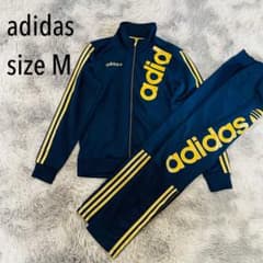 美品】adidasアディダス デカロゴ 黒金 ジャージ 上下 セットアップ M