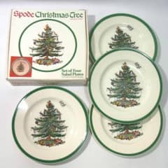 Spode スポード 英国製 クリスマスツリー サラダプレート 4枚セット 箱 