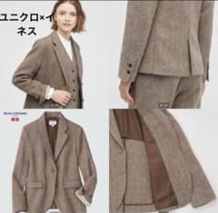 ❤️ユニクロ×イネス ツイードジャケット ヘリンボーン ブラウン L