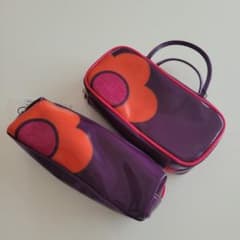 MARY QUANT 花柄ポーチ 紫 オレンジ・2個セットのサムネイル