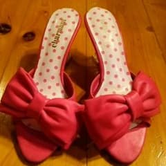 夢展望系ショッキングPINKリボンのウエッジソールサンダル♪♪のサムネイル