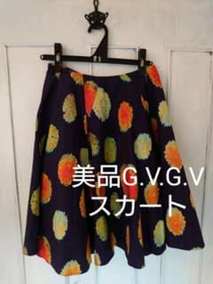美品G.VG.Vコレクション　フラワースカート　ネイビー　紺　フレア　ロングのサムネイル