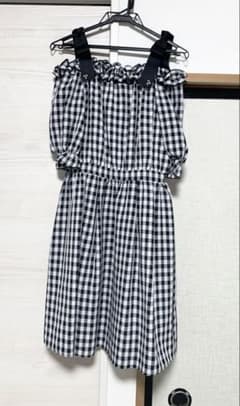 LODISPOTTO 半袖 ギンガムチェックオフショルダー ワンピース M