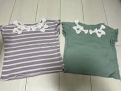 紫と緑のリボン付きTシャツ2枚セット 90cmのサムネイル