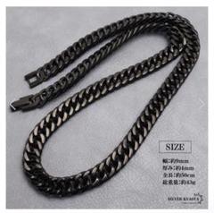チタン ダブル喜平 ネックレス 50cm 幅9mm ブラック 幅広 チタン ダブル喜平 ネックレス 50cm 幅9mm ブラック 幅広