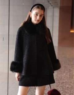 最終値下げ！【新品】Rirandture25AW ツィードファー衿ショートコート 