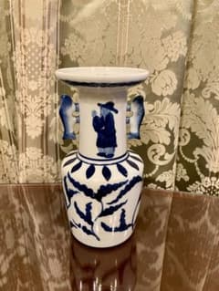 花瓶 六染付 花生 楠吉 白 花瓶 大明天啓年製 染付 高砂花生 花入 双魚耳付 橘吉 - メルカリ