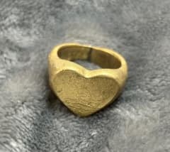 ハート型金色リング 真鍮Not too late アンティークゴールドのサムネイル