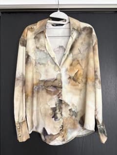 ZARA 水彩画風 長袖シャツ ブラウスのサムネイル