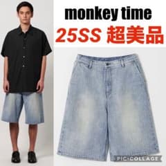 モンキータイム オーバーダイ ドビー ストライプ デニム バギー 