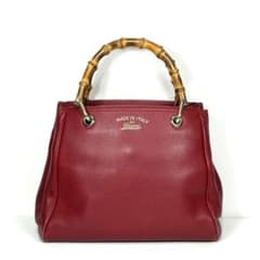 GUCCI グッチ バンブー ショッパー スモール ハンドバッグ 赤 レッド
