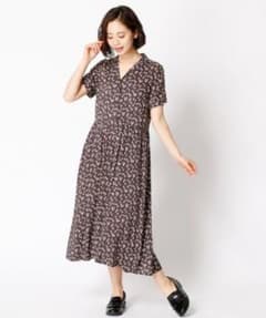 179/WG,花柄シャツワンピース,淡いブルー,mサイズ,ポケットありのサムネイル