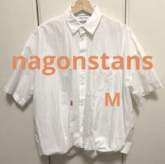 nagonstans ナゴンスタンス M バルーン ヘム シャツ 白 半袖シャツ 