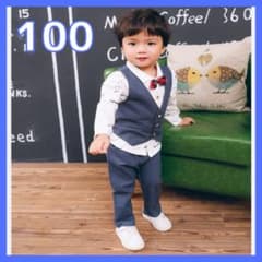 フォーマルスーツ 男の子 100 韓国 セットアップ 4点セット 上下セットのサムネイル