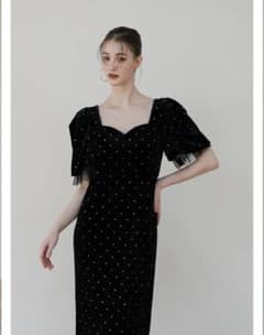 Acka. bijou dot velours dress - メルカリ