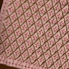 刺し子ふきん　亀甲花刺し　ピンクのサムネイル