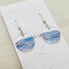 金具変更可能 ハンドメイド ピアス イヤリング アルコールインクアート レジンのサムネイル