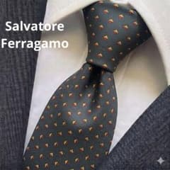 Salvatore Ferragamo フェラガモ ネクタイ シルク 総柄 黒