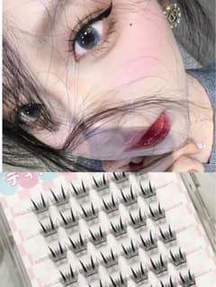 ♡即盛れ♡グルー不要 部分用つけまつげ｜48束｜大容量｜ピンセット付 x1のサムネイル
