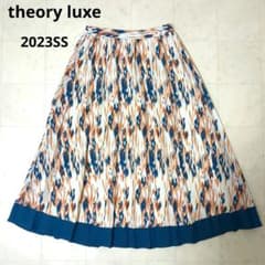 2023SS theory luxe ボタニカルプリントプリーツロング スカート