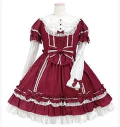アンジェリックプリティ Dolly Girl 付け袖ワンピース（無地）ワイン