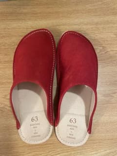 63 LEATHER SLIPPERS ルームシューズ レッドのサムネイル