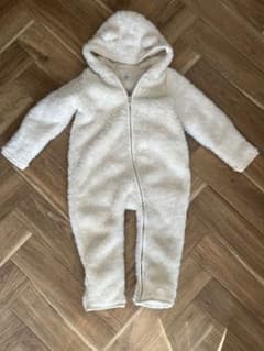 baby GAP フリースロンパース ホワイト　穴あきありのサムネイル