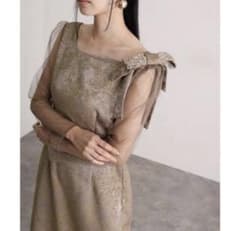 M LERURE Shoulder ribbonjacquard dress - メルカリ