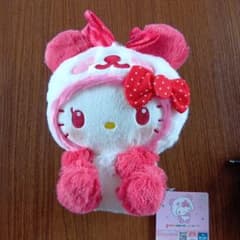 【新品】パンダ ハローキティ テキスタイルリボン BIGぬいぐるみ ピンク