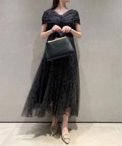 極美品 SNIDEL シャイニープリント チュールドレス 結婚式 お呼ばれ