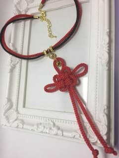 お値下げしました！吉祥結びのチョーカー☆赤のサムネイル