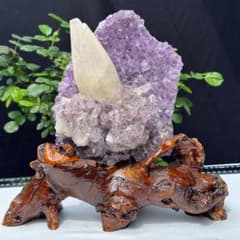 天然石 カルサイト共生アメジストの原石 置物 鉱物 m.44 - メルカリ